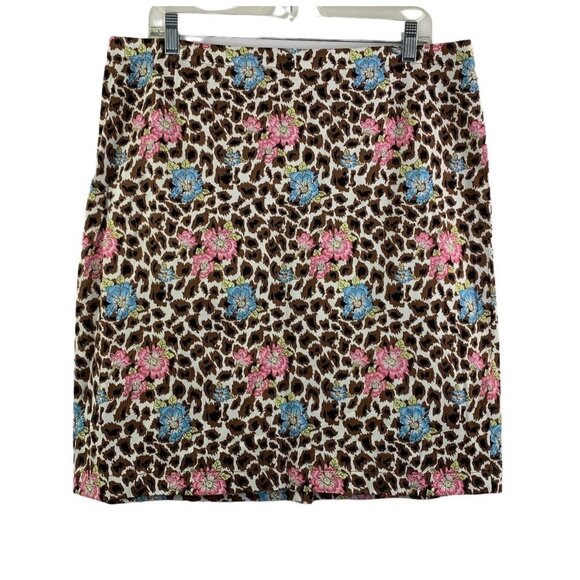 Nicole Miller Women's Short Brown Floral Skirt - Picture 1 of 6